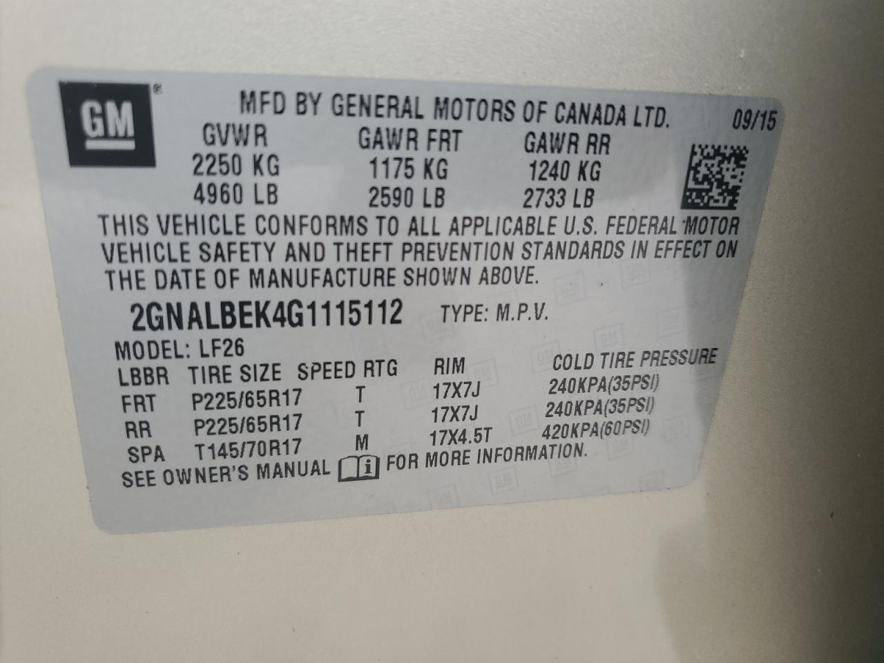 2016 Chevrolet Equinox Ls VIN: 2GNALBEK4G1115112 Lot: 63136565
