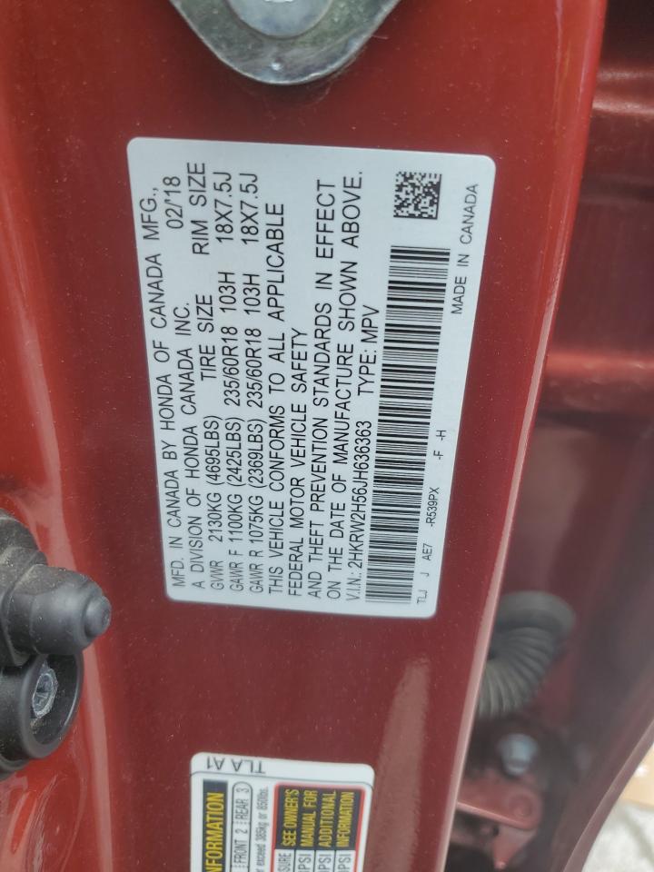 2018 Honda Cr-V Ex VIN: 2HKRW2H56JH636363 Lot: 61044385