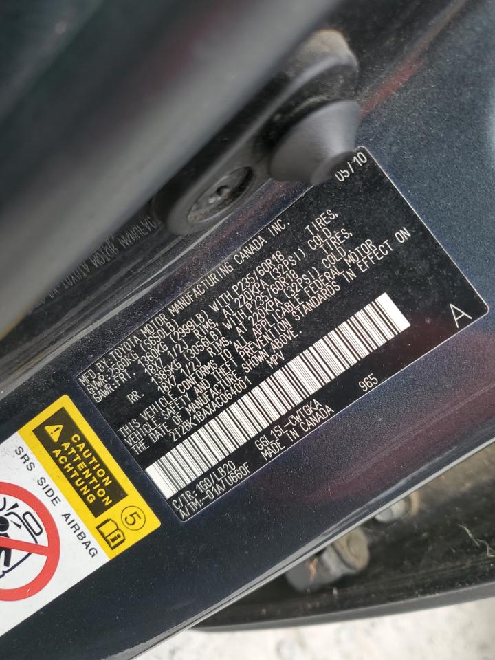 2010 Lexus Rx 350 VIN: 2T2BK1BAXAC064001 Lot: 61450455