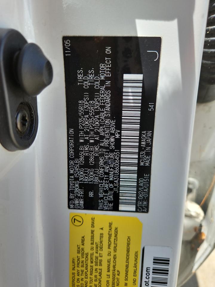 2006 Lexus Rx 330 VIN: JTJGA31U860064551 Lot: 61945215