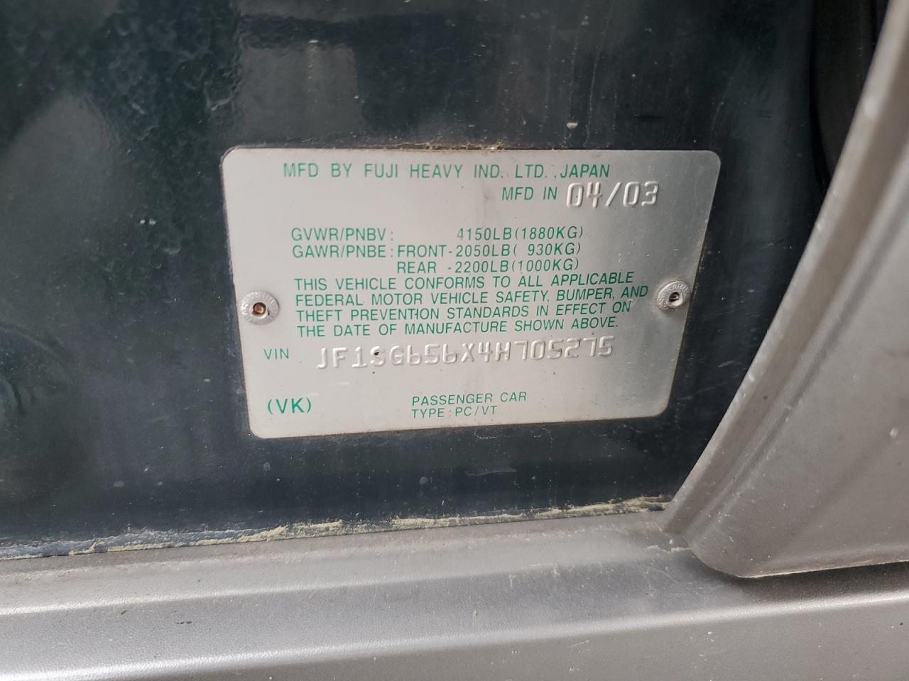 2004 Subaru Forester 2.5Xs VIN: JF1SG656X4H705275 Lot: 62773025