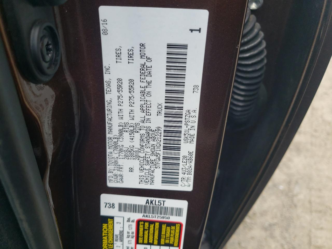 2016 Toyota Tundra Crewmax 1794 VIN: 5TFGW5F1XGX212299 Lot: 62948745