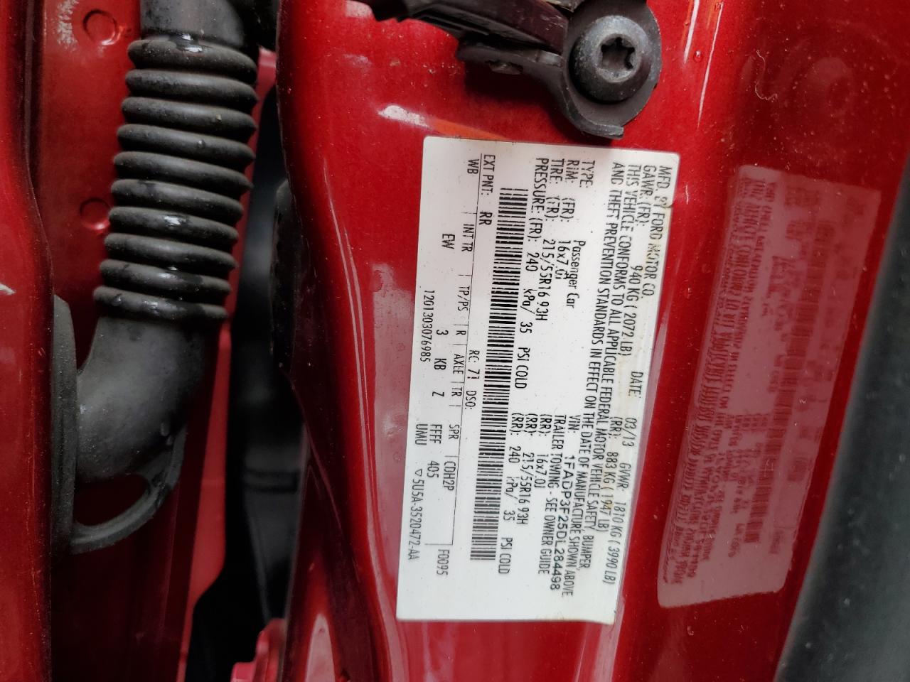 2013 Ford Focus Se VIN: 1FADP3F25DL284498 Lot: 63040795