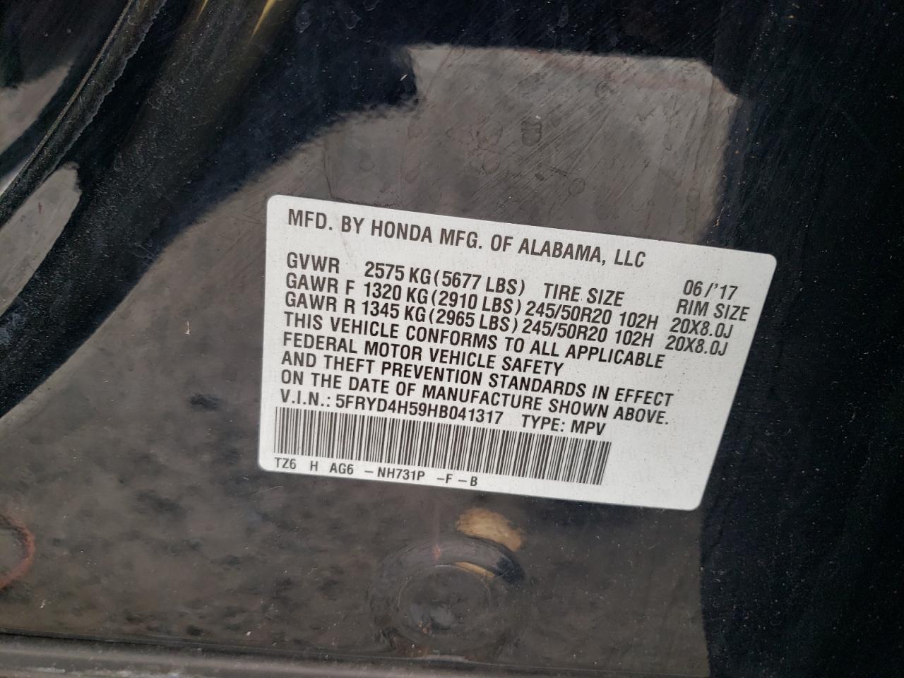 2017 Acura Mdx Technology VIN: 5FRYD4H59HB041317 Lot: 62425185