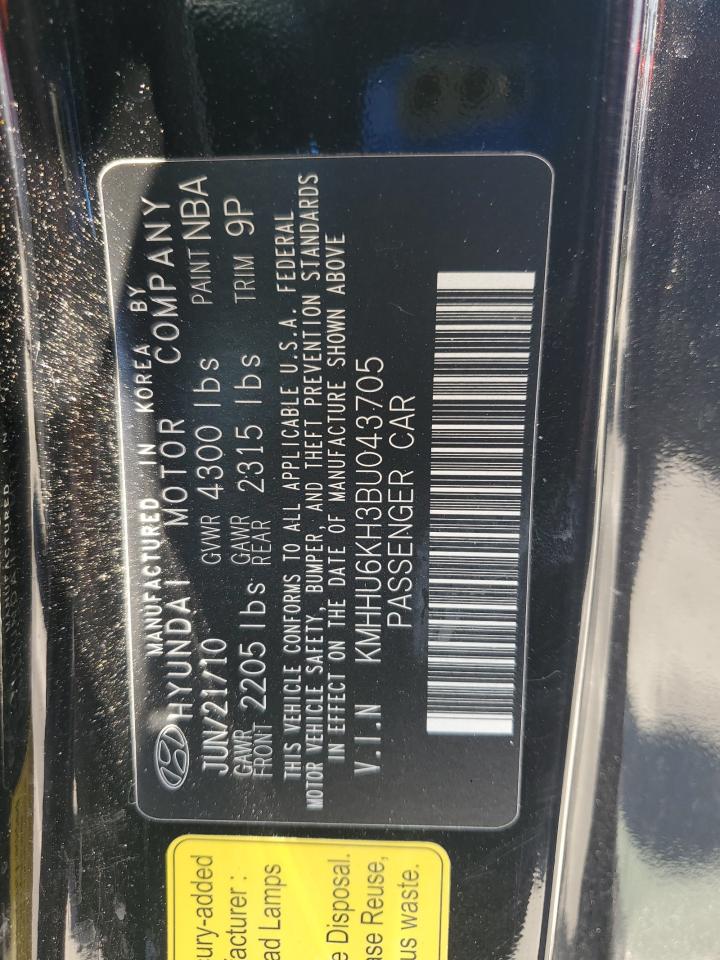 2011 Hyundai Genesis Coupe 3.8L VIN: KMHHU6KH3BU043705 Lot: 62675195