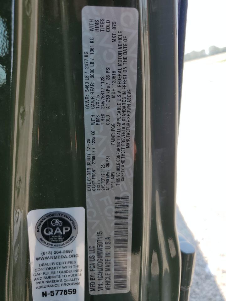 2021 Jeep Wrangler Unlimited Sport VIN: 1C4HJXDG4MW507115 Lot: 60253765