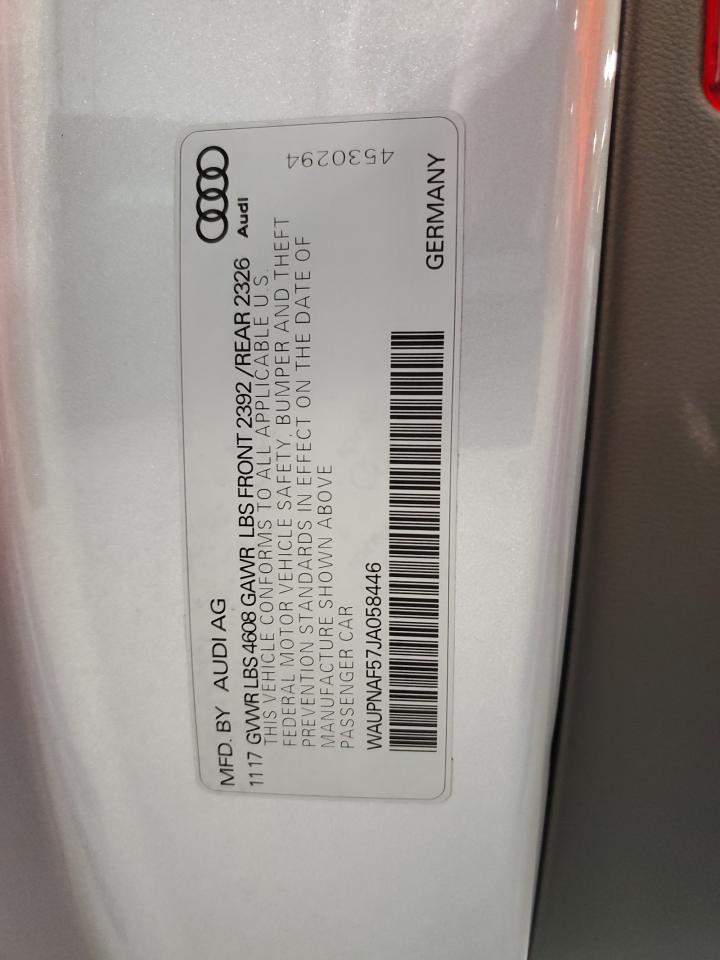 2018 Audi A5 Premium Plus VIN: WAUPNAF57JA058446 Lot: 59400345