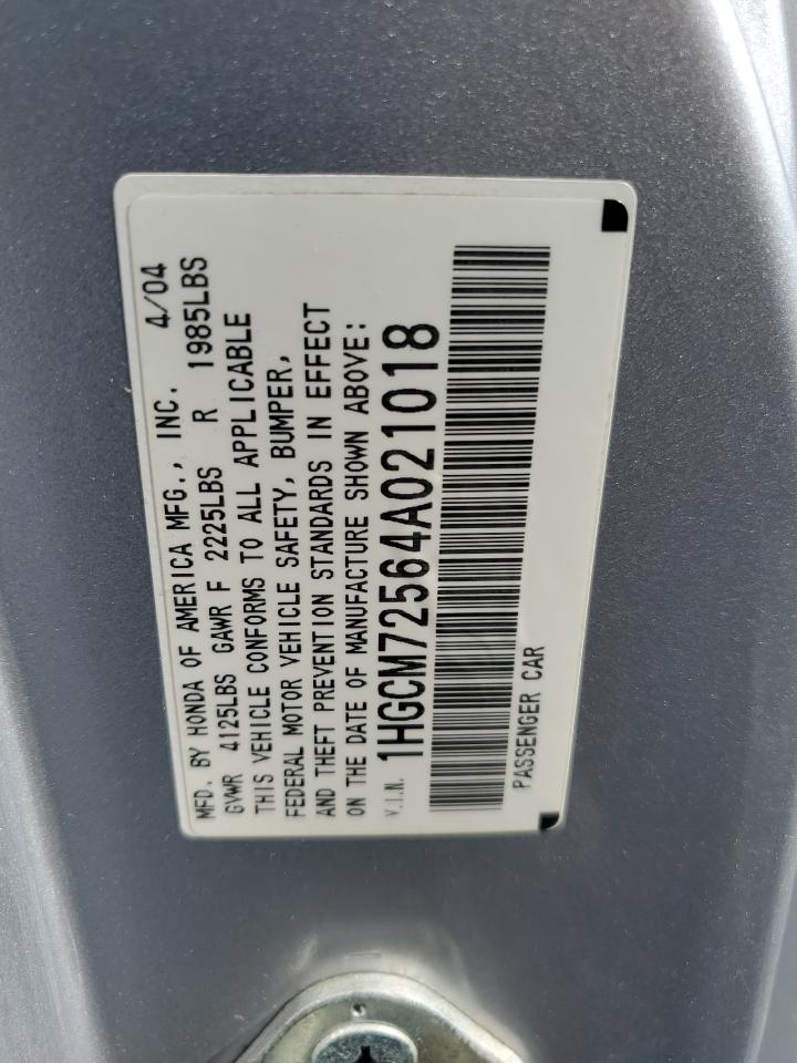 2004 Honda Accord Ex VIN: 1HGCM72564A021018 Lot: 62515425
