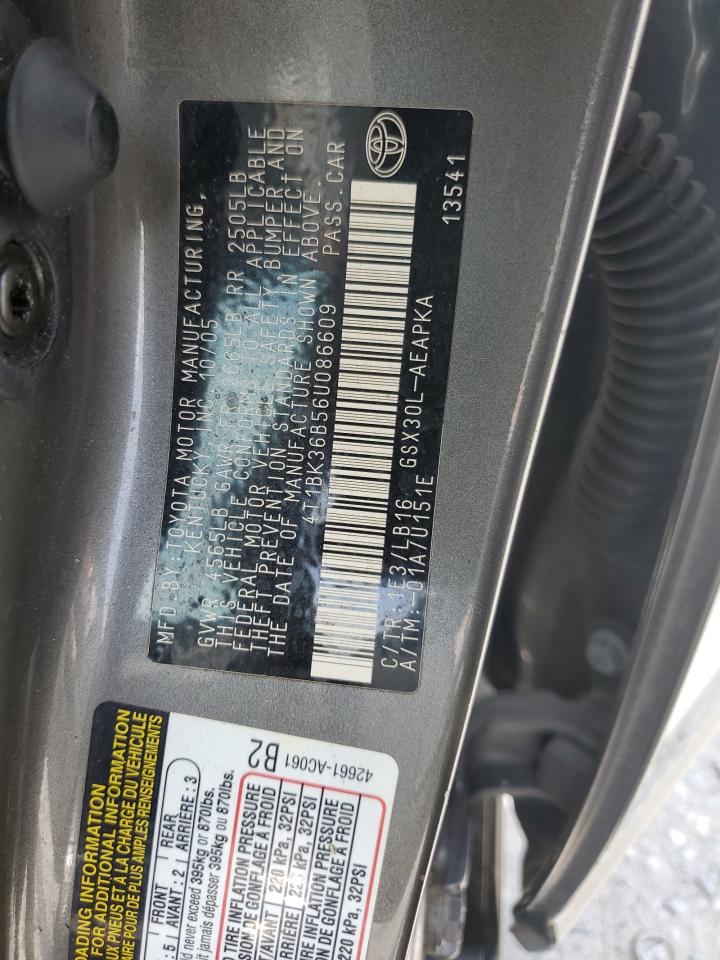2006 Toyota Avalon Xl VIN: 4T1BK36B56U086609 Lot: 60123845