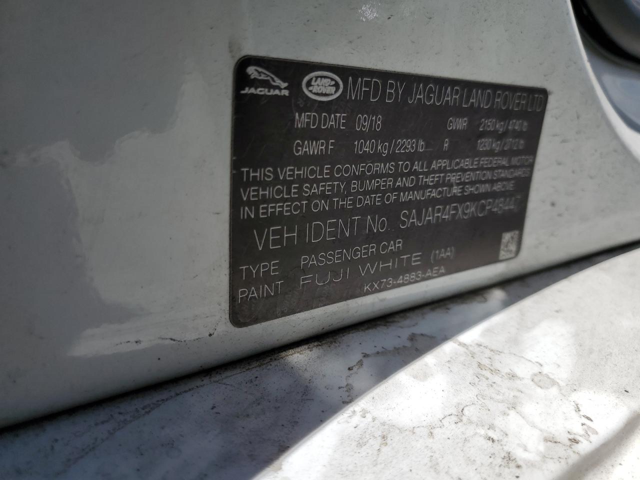 2019 Jaguar Xe VIN: SAJAR4FX9KCP48447 Lot: 61106155