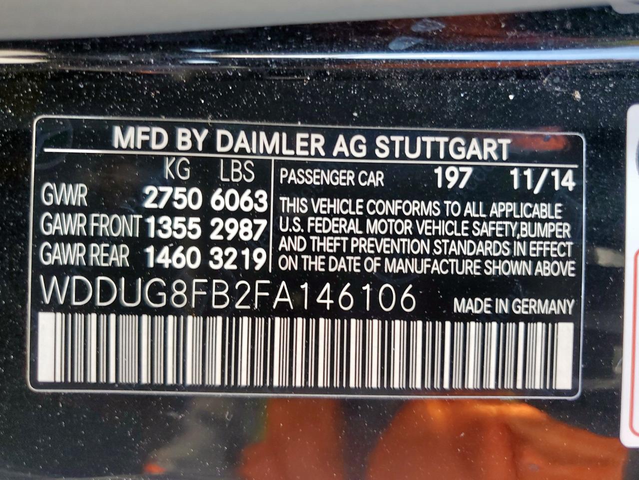 2015 Mercedes-Benz S 550 4Matic VIN: WDDUG8FB2FA146106 Lot: 62924545