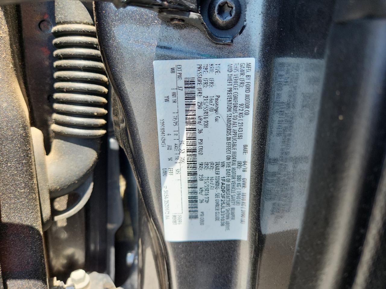 1FADP3F25JL331038 FORD FOCUS 2018