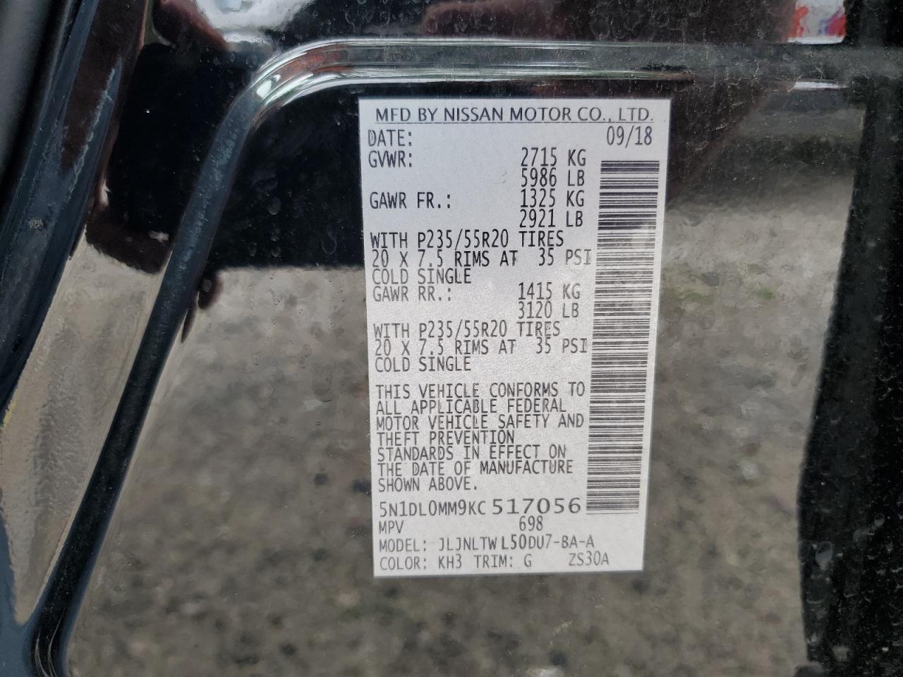 2019 Infiniti Qx60 Luxe VIN: 5N1DL0MM9KC517056 Lot: 62558455