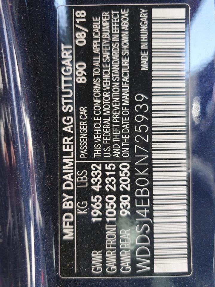 MERCEDES-BENZ CLA-CLASS 2019 VIN WDDSJ4EB0KN725939 фото 13