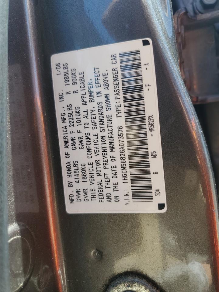 2006 Honda Accord Ex VIN: 1HGCM56826A073578 Lot: 61216615