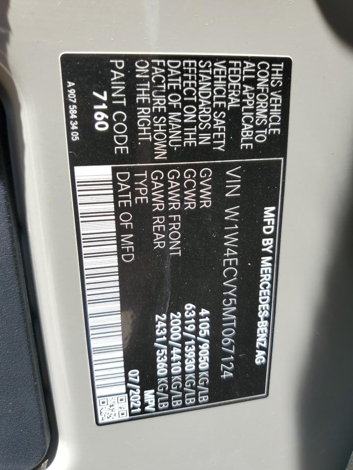 2021 Mercedes-Benz Sprinter 2500 VIN: W1W4ECVY5MT067124 Lot: 59843895