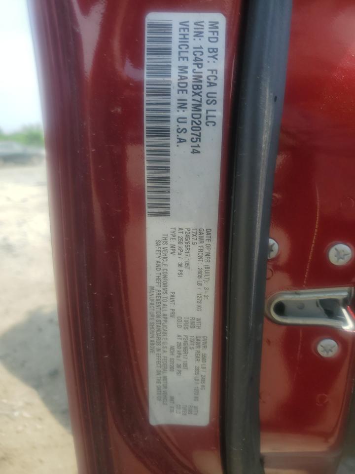 2021 Jeep Cherokee Trailhawk VIN: 1C4PJMBX7MD207514 Lot: 61133995