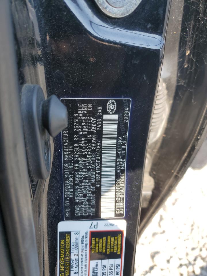 2014 Toyota Camry L VIN: 4T1BF1FK5EU467867 Lot: 61810875