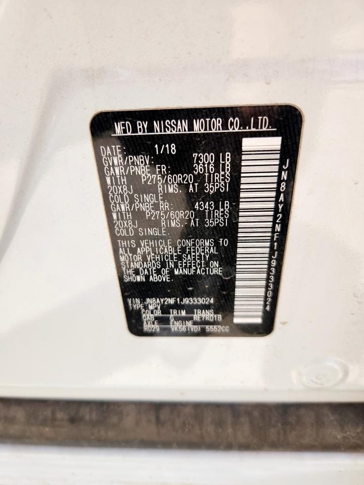 2018 Nissan Armada Platinum VIN: JN8AY2NF1J9333024 Lot: 61409015