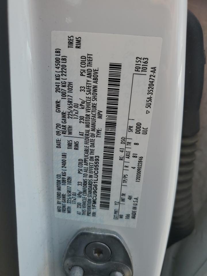 2020 Ford Escape Se VIN: 1FMCU9G61LUC05593 Lot: 61683465