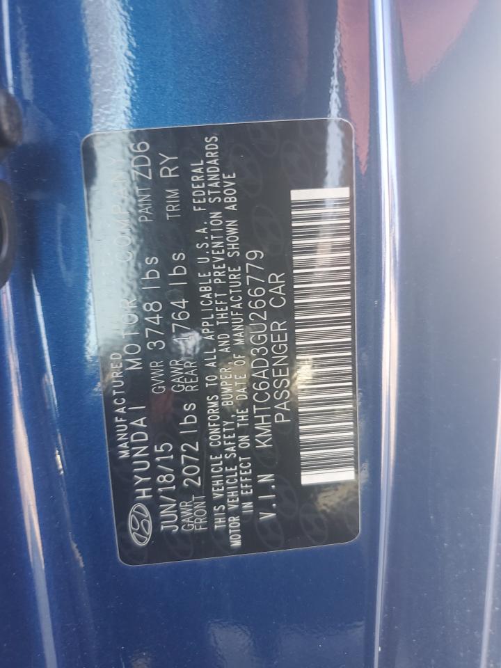 2016 Hyundai Veloster VIN: KMHTC6AD3GU266779 Lot: 62216405