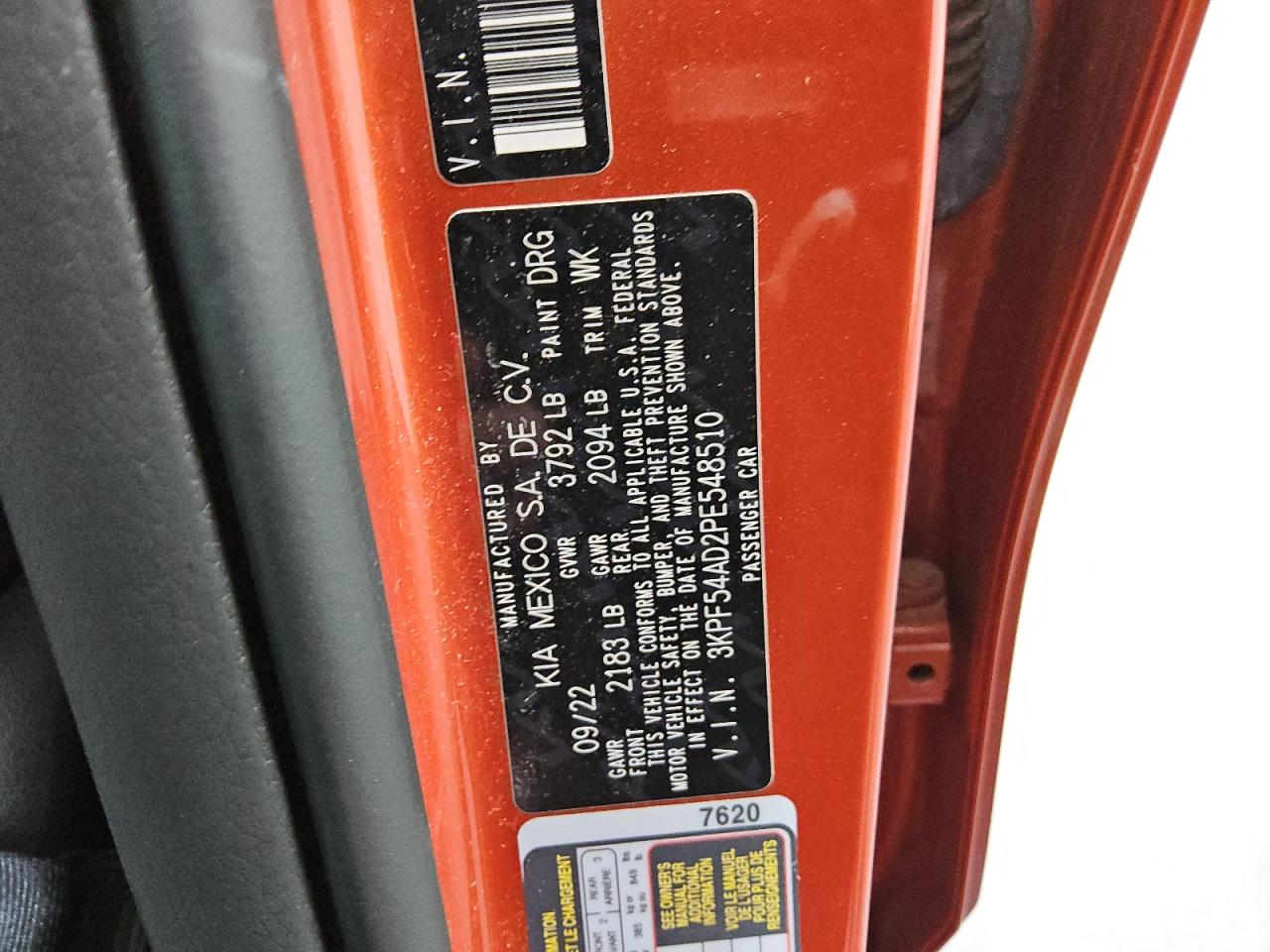 2023 Kia Forte Gt Line VIN: 3KPF54AD2PE548510 Lot: 62378925