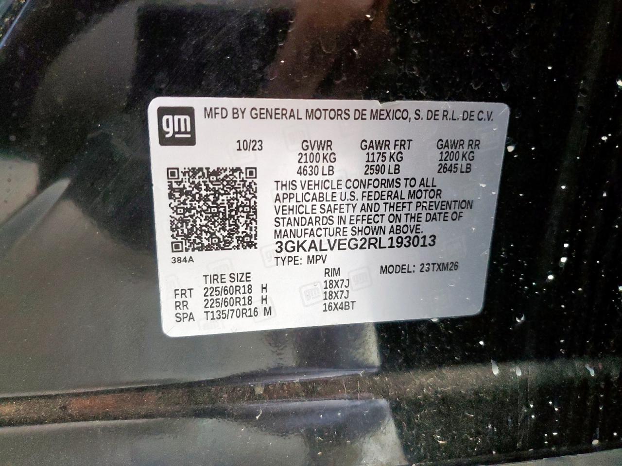 2024 GMC Terrain Slt VIN: 3GKALVEG2RL193013 Lot: 62858195
