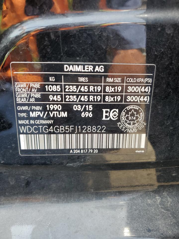2015 Mercedes-Benz Gla 250 4Matic VIN: WDCTG4GB5FJ128822 Lot: 62457735