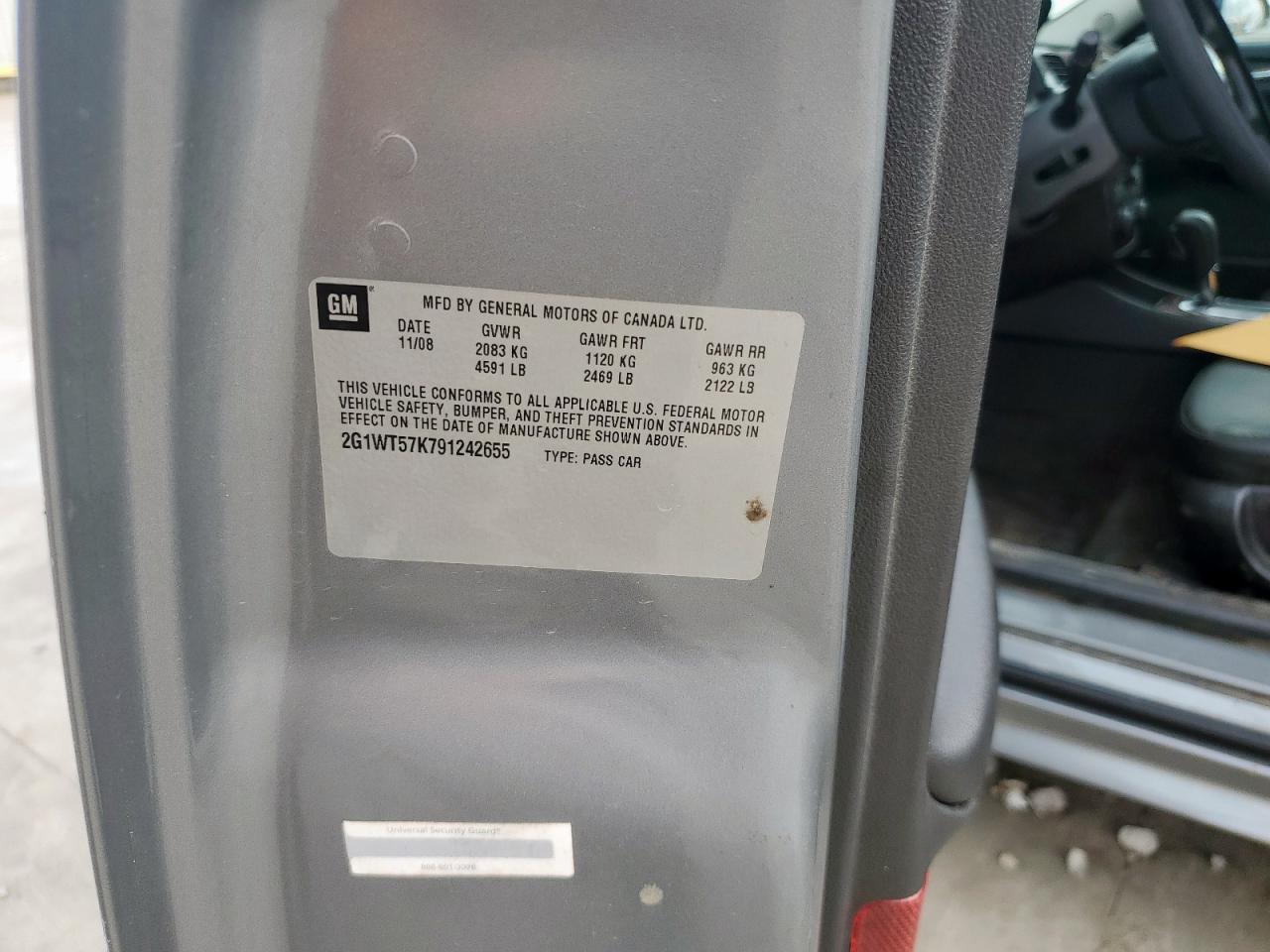 2009 Chevrolet Impala 1Lt VIN: 2G1WT57K791242655 Lot: 60842955