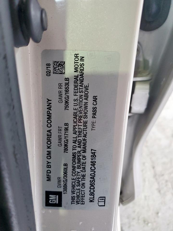 2018 Chevrolet Spark 1Lt VIN: KL8CD6SA0JC461847 Lot: 63107065