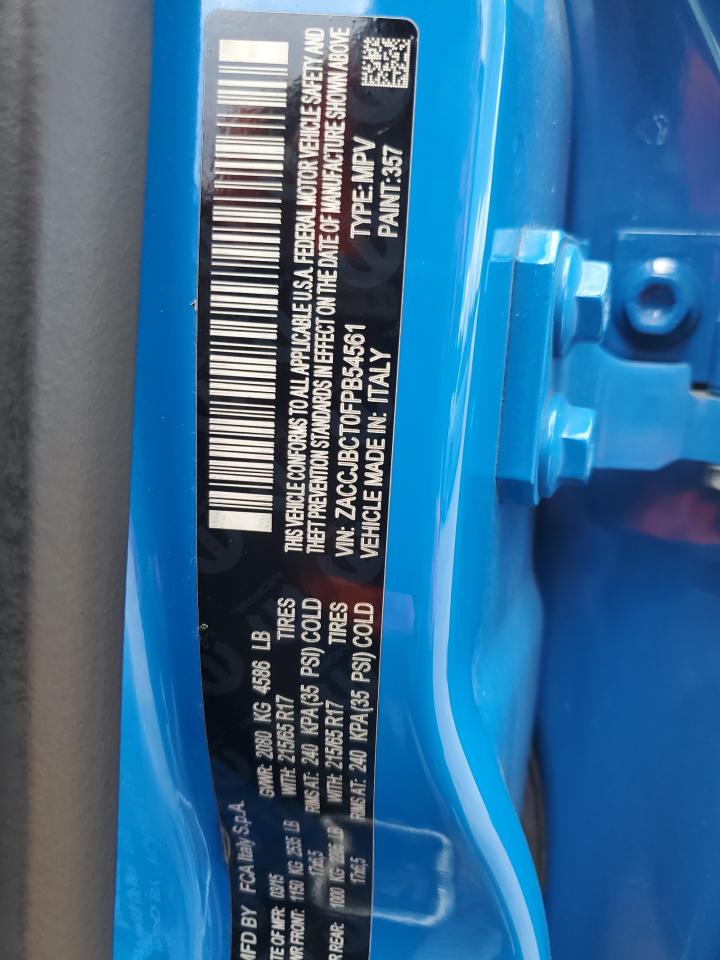 2015 Jeep Renegade Trailhawk VIN: ZACCJBCT0FPB54561 Lot: 59619965