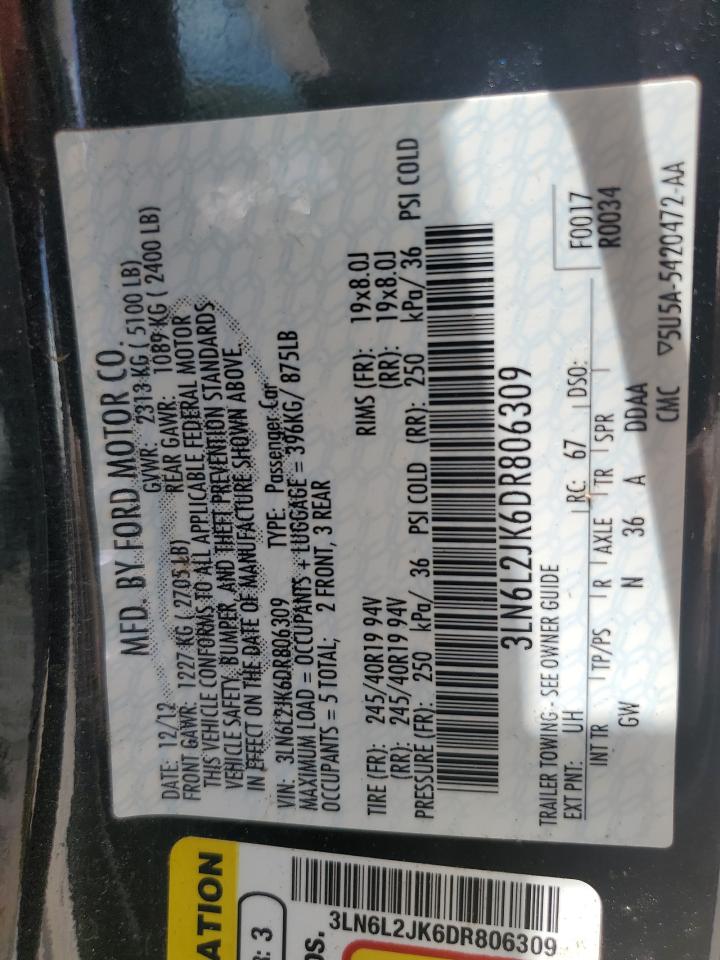 2013 Lincoln Mkz VIN: 3LN6L2JK6DR806309 Lot: 61502155