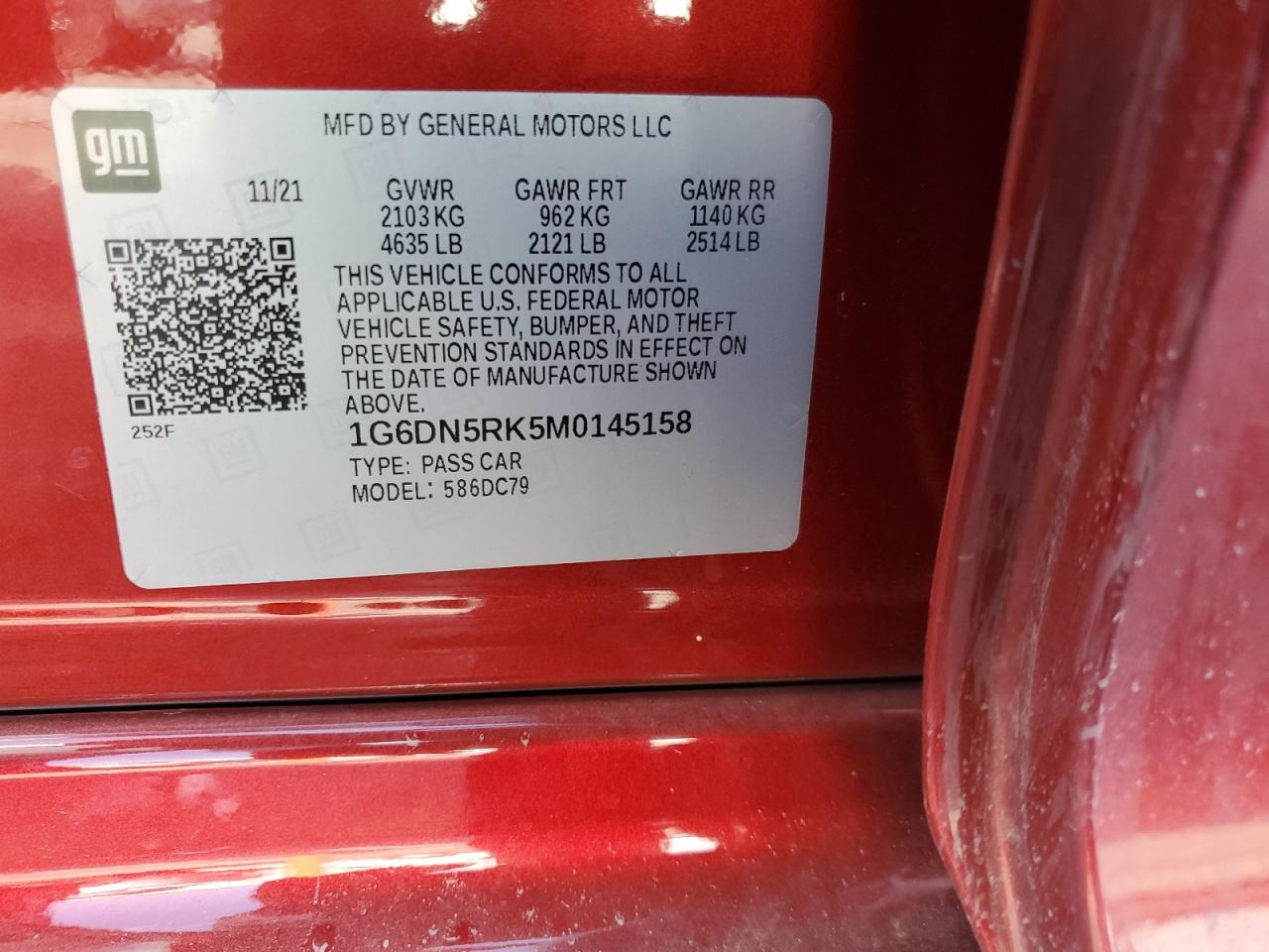2021 Cadillac Ct5 Premium Luxury VIN: 1G6DN5RK5M0145158 Lot: 60147535