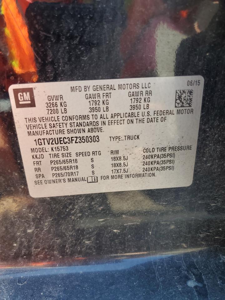 2015 GMC Sierra K1500 Sle VIN: 1GTV2UEC3FZ350303 Lot: 61331495