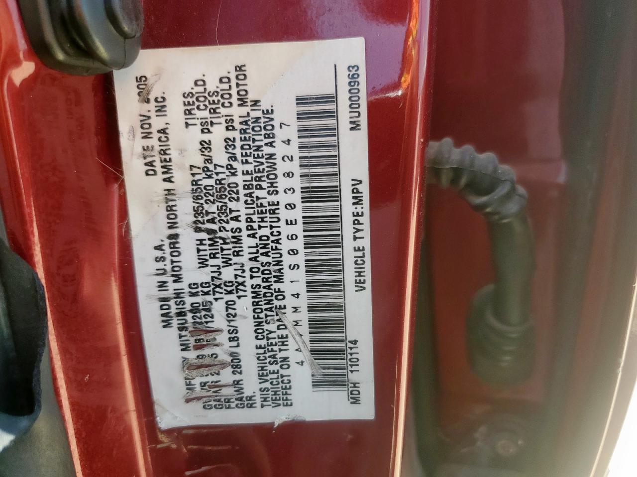 2006 Mitsubishi Endeavor Limited VIN: 4A4MM41S06E038247 Lot: 60065705