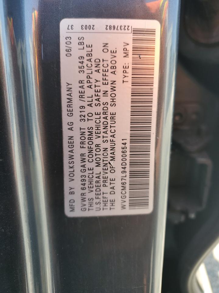 2004 Volkswagen Touareg 4.2 VIN: WVGCM67L94D006541 Lot: 62552605