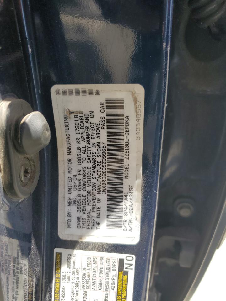 TOYOTA COROLLA 2005 VIN 1NXBR32E05Z399657 фото 13
