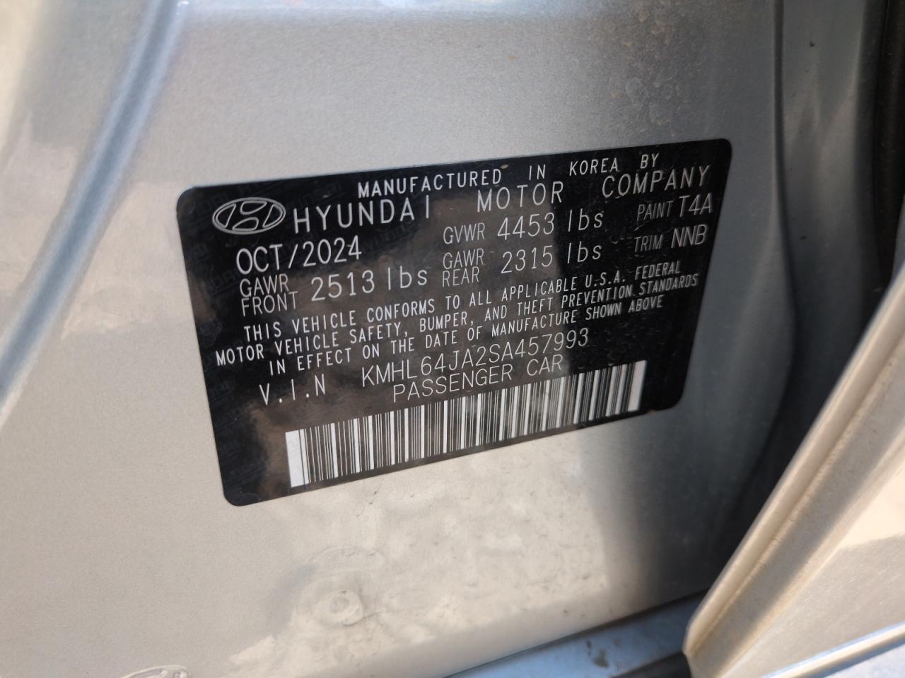 2025 Hyundai Sonata Sel VIN: KMHL64JA2SA457993 Lot: 62858105