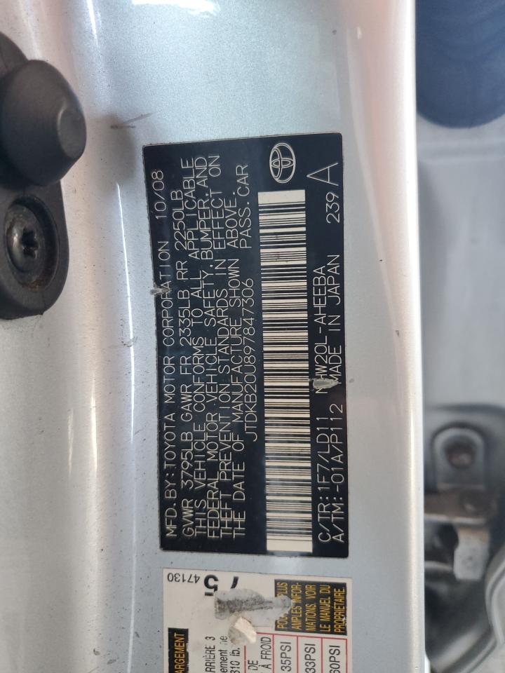 2009 Toyota Prius VIN: JTDKB20U897847306 Lot: 63106875