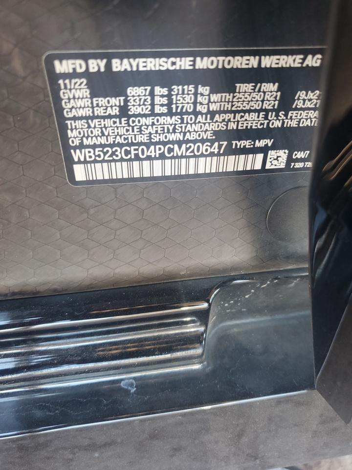 2023 BMW Ix xDrive50 VIN: WB523CF04PCM20647 Lot: 62394875