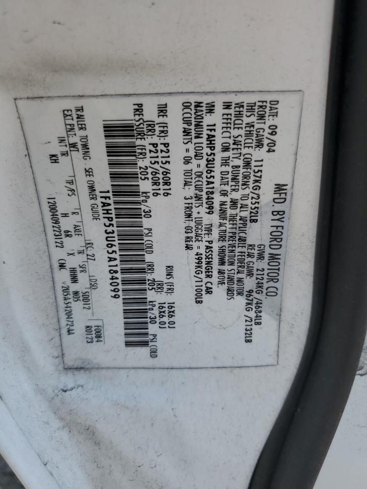 2005 Ford Taurus Se VIN: 1FAHP53U65A184099 Lot: 60960015