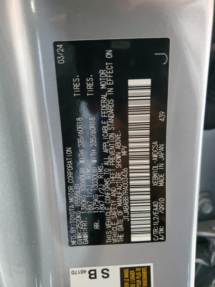 2024 Lexus Rz 300E VIN: JTJABABB7RA003436 Lot: 61126085
