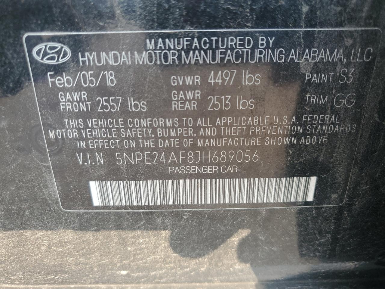 HYUNDAI SONATA 2018 VIN 5NPE24AF8JH689056 zdjęcie 12