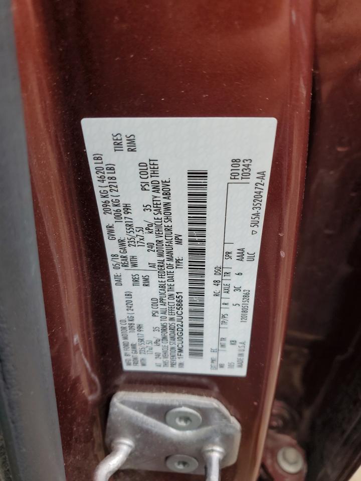 2018 Ford Escape Se VIN: 1FMCU0GD2JUC58651 Lot: 62686205