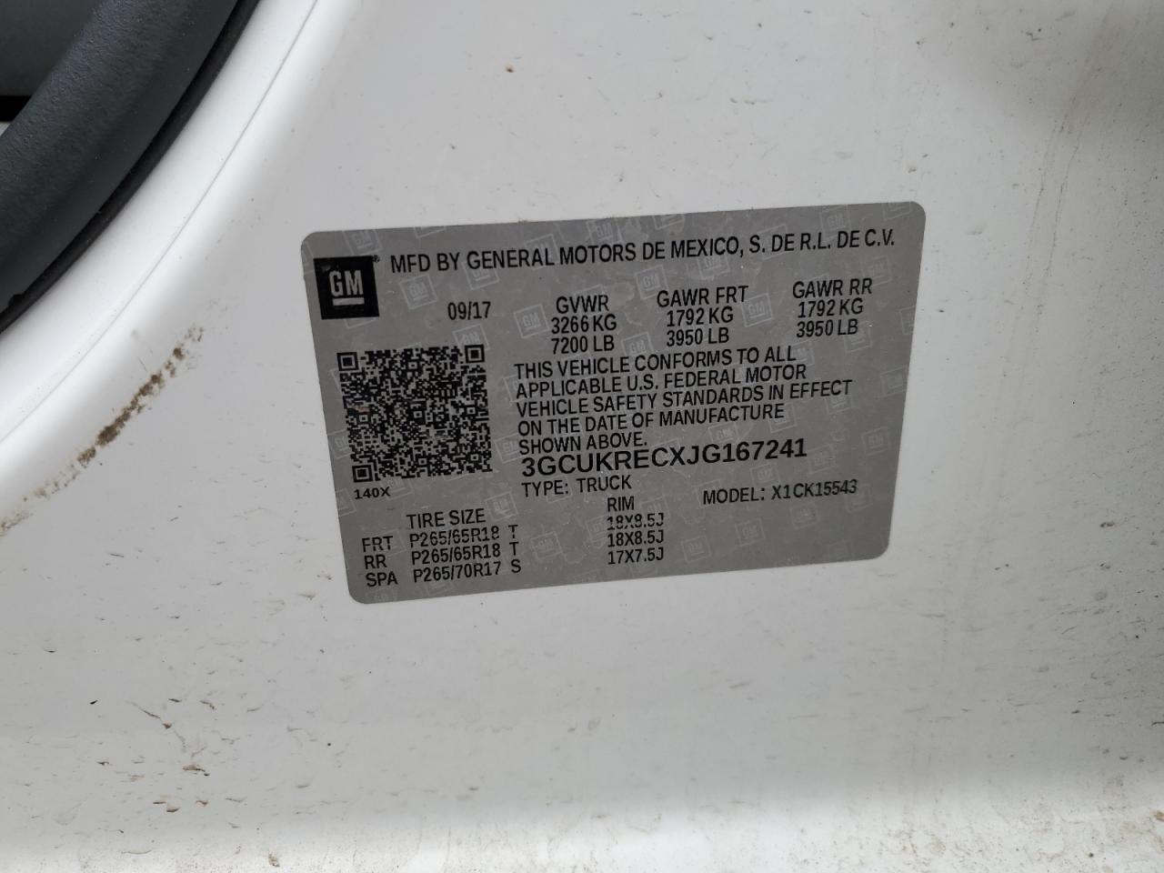 2018 Chevrolet Silverado K1500 Lt VIN: 3GCUKRECXJG167241 Lot: 62919915