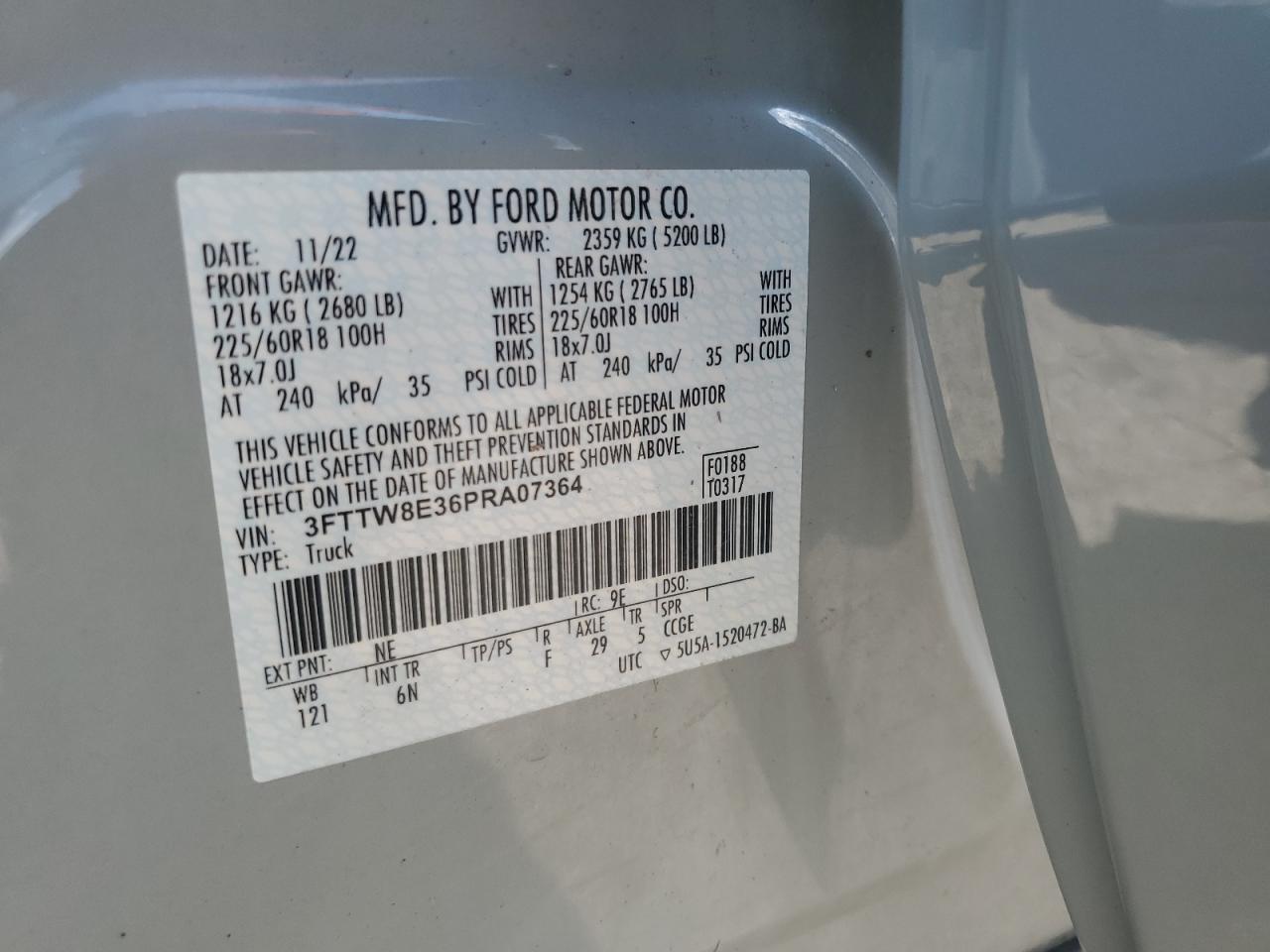 3fttw8e36pra07364 3FTTW8E36PRA07364 2023 Ford Maverick Xl