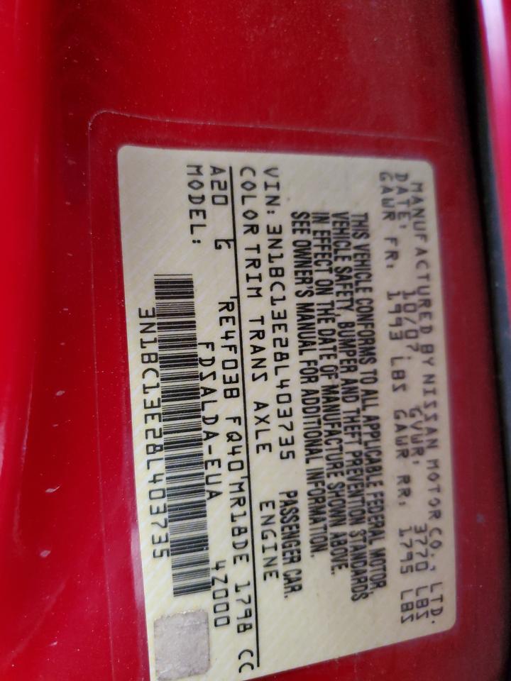 2008 Nissan Versa S VIN: 3N1BC13E28L403735 Lot: 62220145