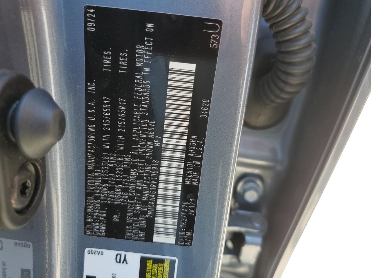 2024 Toyota Corolla Cross Le VIN: 7MUCAAAG1RV109918 Lot: 59973725