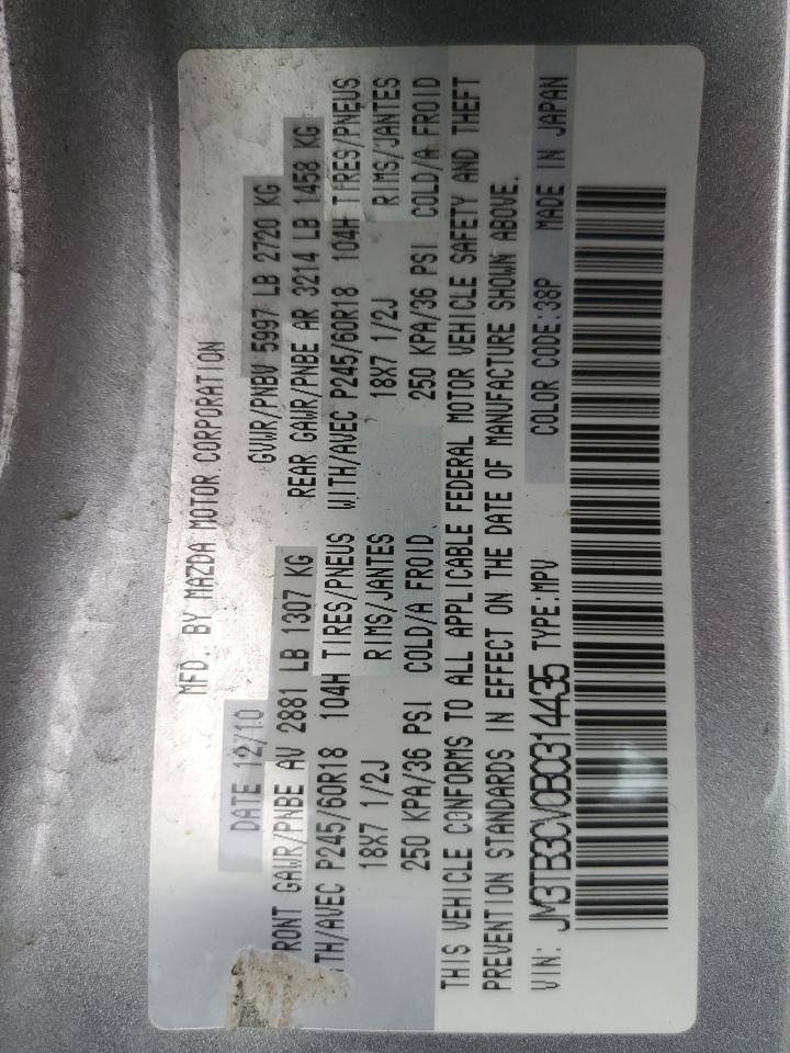 2011 Mazda Cx-9 VIN: JM3TB3CV0B0314435 Lot: 62090375