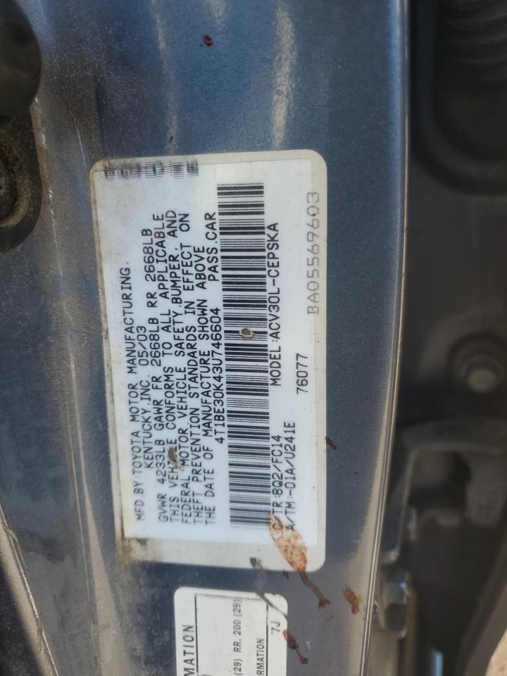 2003 Toyota Camry Le VIN: 4T1BE30K43U746604 Lot: 61569475